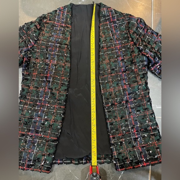 Vintage Sequin Plaid Green and Red Jacket size 8/ Holiday Jacket Christmas - Picture 14 of 16